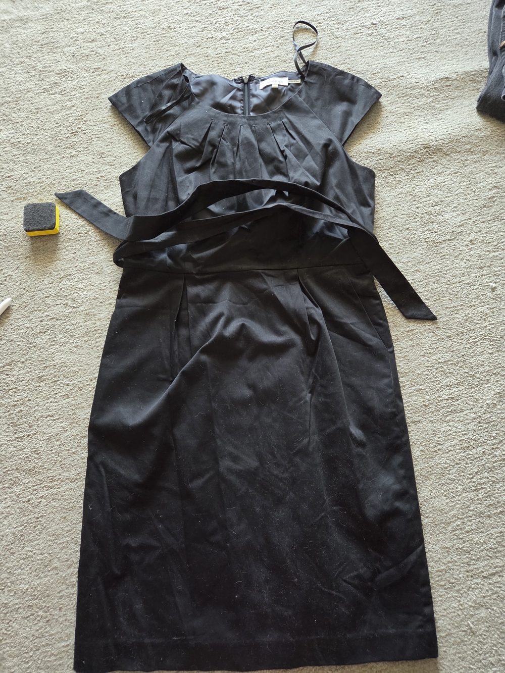 Calvin Klein Black Pleated Bodice Midi Dress Size 10